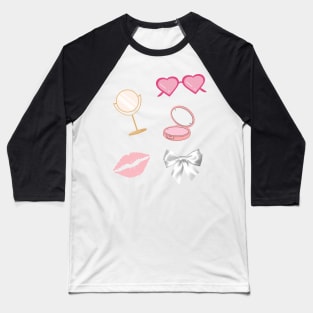 Y2k Coquette Vanity Design Sticker Pack Pink Baseball T-Shirt